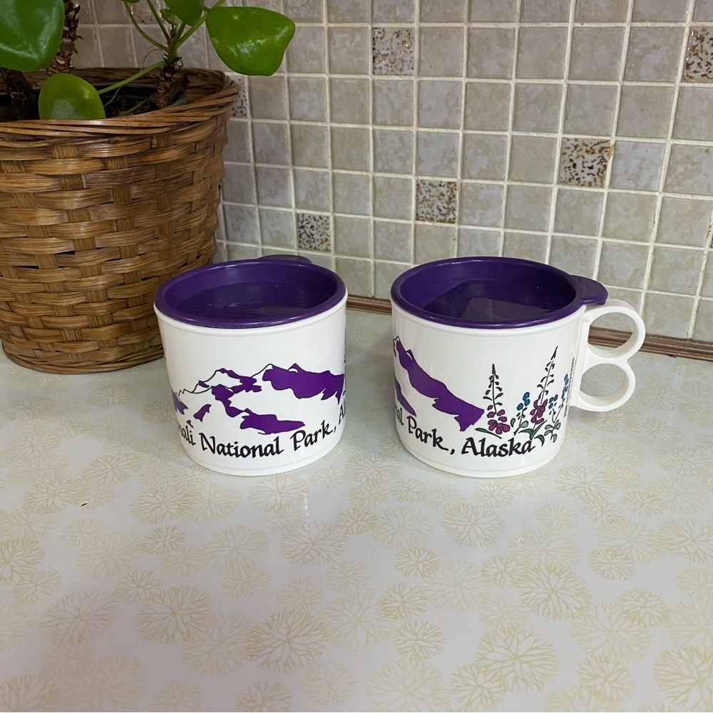 Vintage Alaska to go mugs Alaska National Park plastic cups Whirley Industries